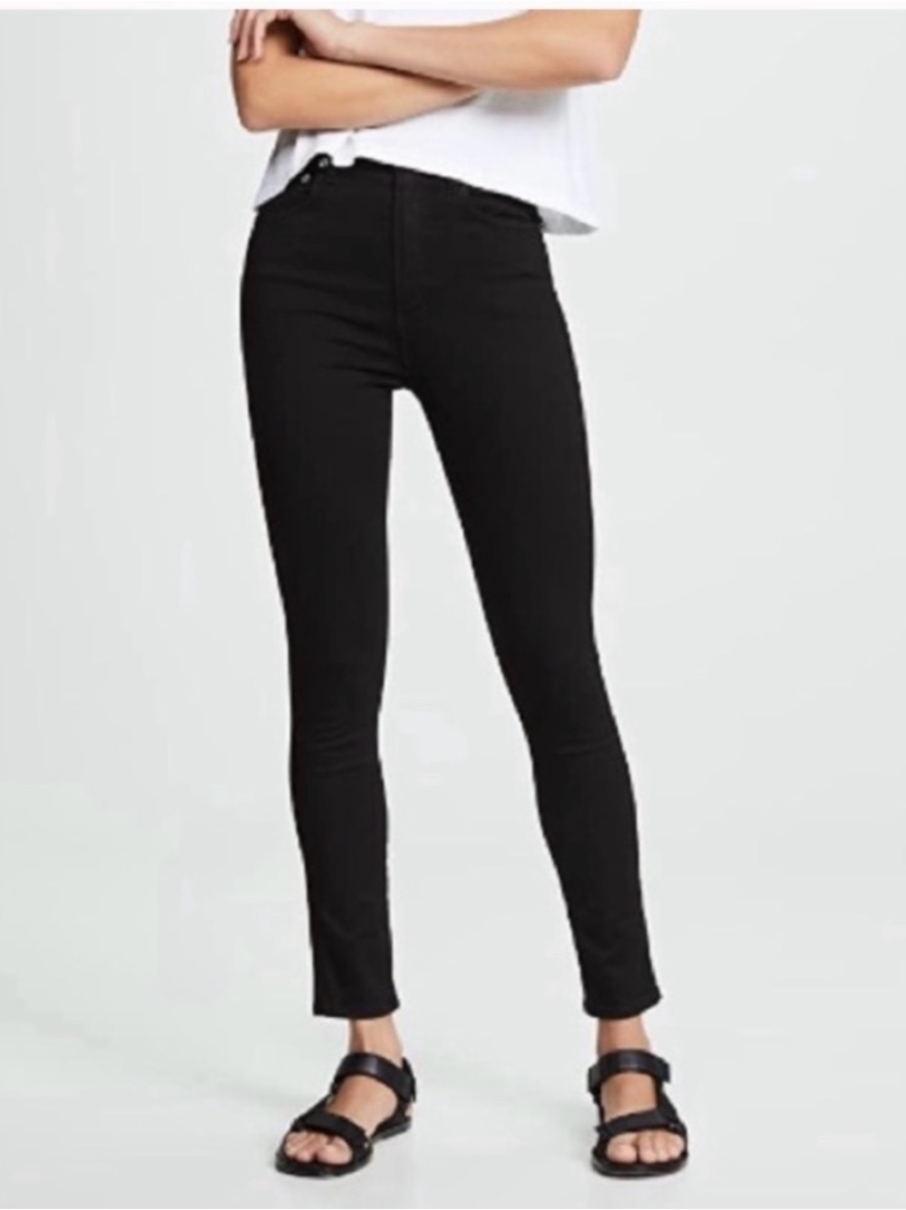 Agolde Roxanne Skinny Jeans 28 Black Minimalist Clean Girl Fall City Chic Scandi